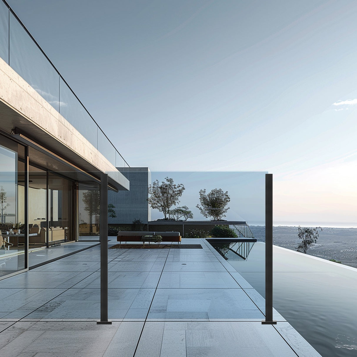 VEVOR Glass Clamp 37.4" H Railing Bracket for 0.39 "-0.47 " Glass Black Black