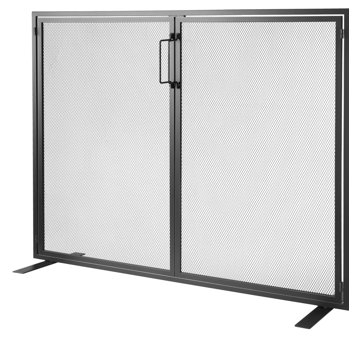 Fireplace Screen 1 Panel with Door, Sturdy Iron Mesh Fireplace Screen, 990(L) x780(H)MM Spark Guard Cover, Simple Installation, Free Standing Fire Fence Grate for Living Room Home Decor Modern