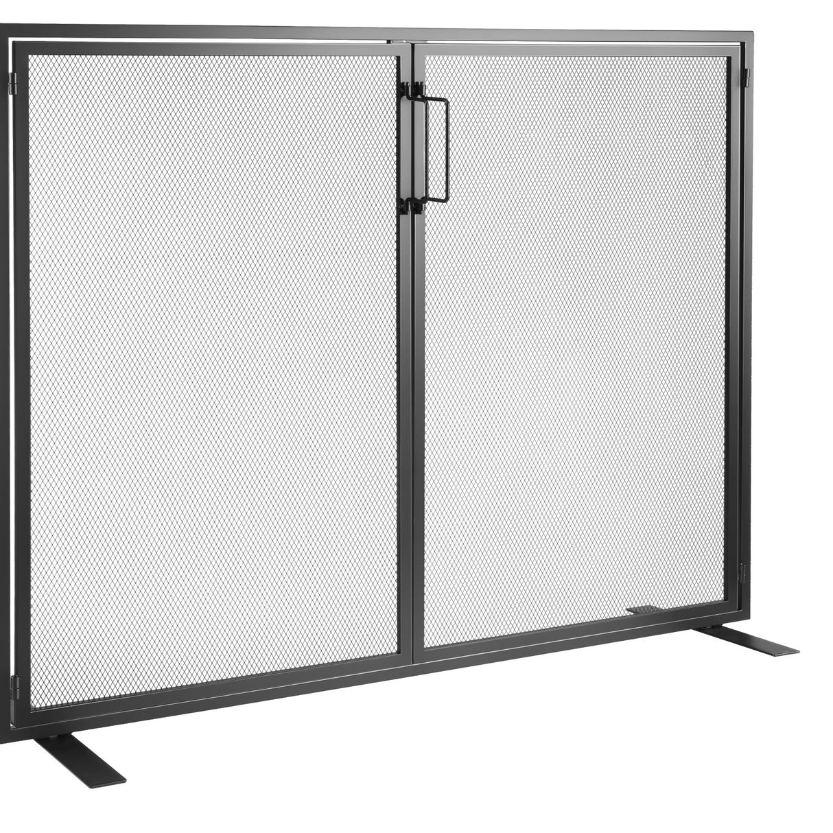 Fireplace Screen 1 Panel with Door, Sturdy Iron Mesh Fireplace Screen, 990(L) x780(H)MM Spark Guard Cover, Simple Installation, Free Standing Fire Fence Grate for Living Room Home Decor Modern