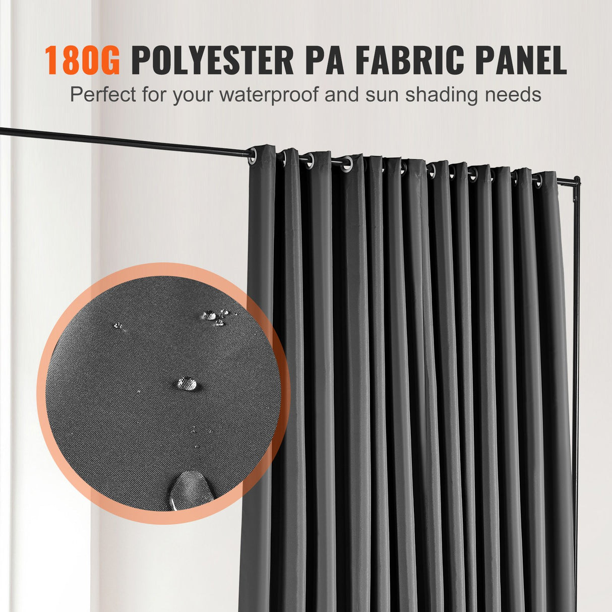 VEVOR Room Divider, 8 ft x 10 ft (96 x 120inch) Portable Panel Room Divider with Wheels Curtain Divider Stand, Room Divider Privacy Screen for Office, Bedroom, Dining Room, Study, Black
