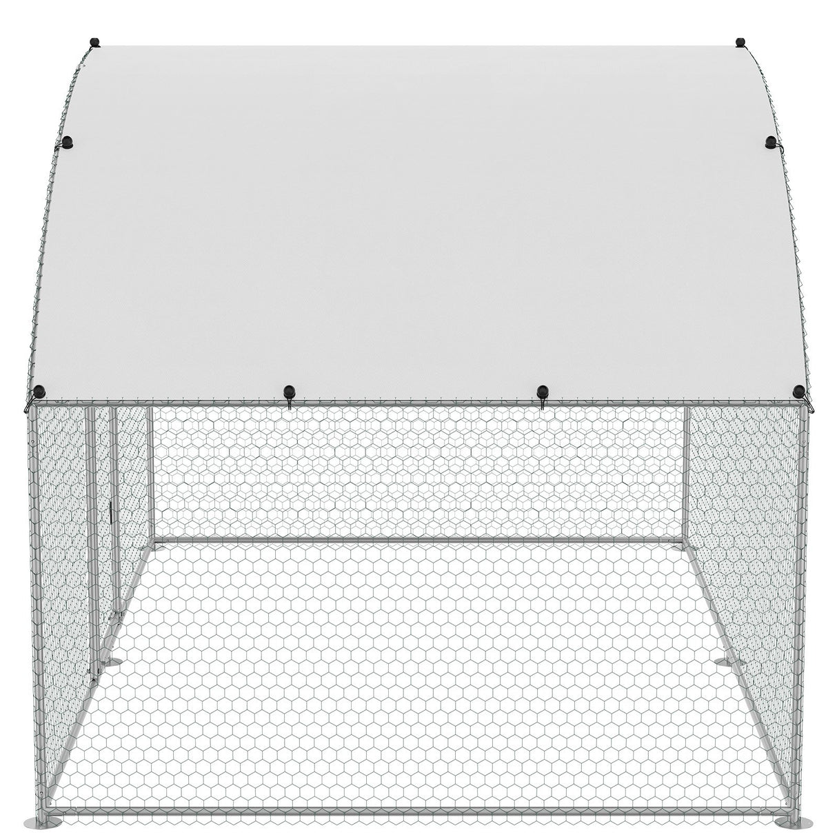 VEVOR Chicken Coop, 9.8x6.5x6.5ft Walk-in Large Metal Chicken Run for Yard with Waterproof Cover, Doom Roof Hen House with Security Lock for Outdoor