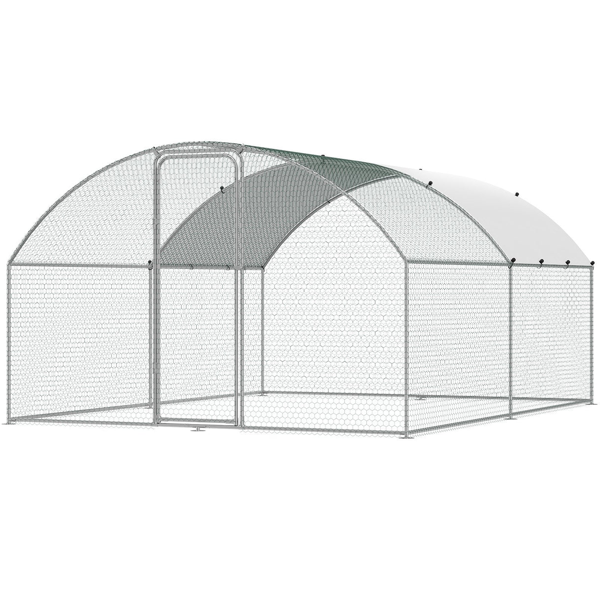VEVOR Large Metal Chicken Coop, 9.8x12.9x6.5 ft Walk in Chicken Run for Yard with Waterproof Cover, Doom Roof Hen House with Security Lock for Outdoor and Backyard, Farm, Duck Rabbit Cage Poultry Pen