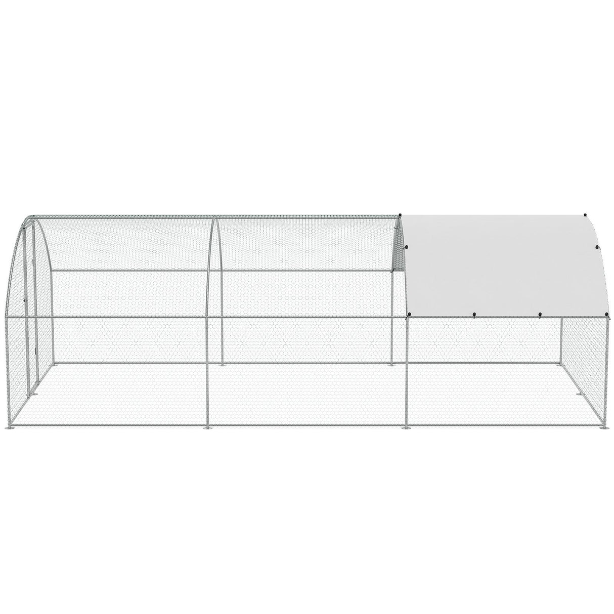VEVOR Large Metal Chicken Coop with Run, 9.8x19.3x6.5 ft Walk-in Chicken Runs for Yard with Cover, Doom Roof Hen House with Security Lock for Outdoor