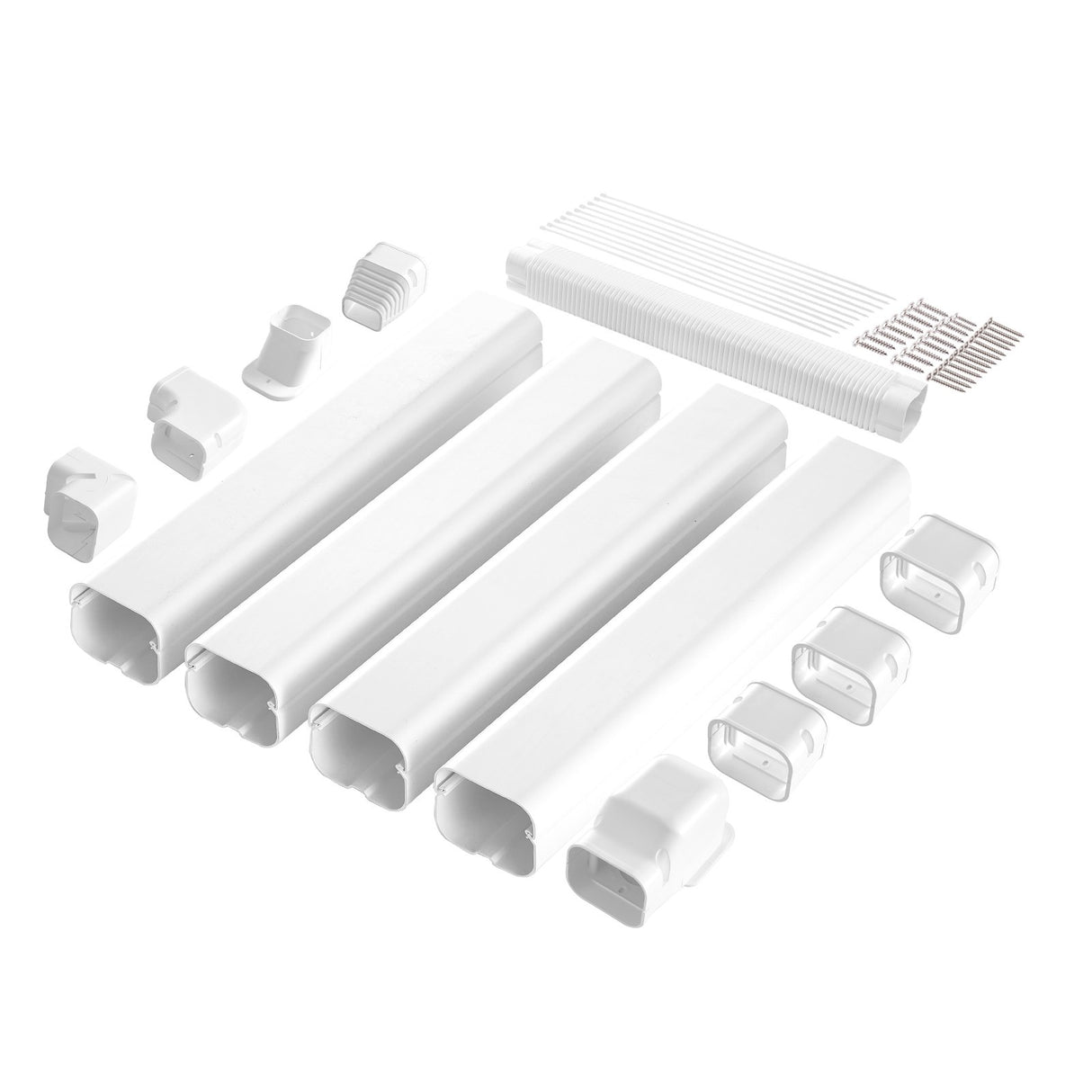 VEVOR Mini Split Line Set Cover 76.2mm W 5350mm L, PVC Decorative Pipe Line Cover For Air Conditioner with 4 Straight Ducts & Full Components Easy to