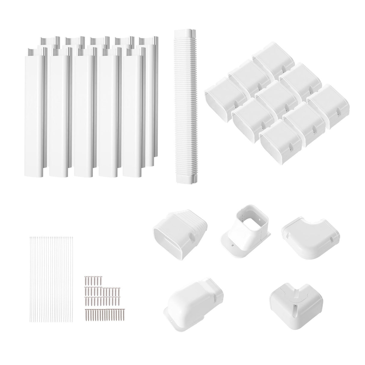 VEVOR Mini Split Line Set Cover 76.2mm W 5400mm L, PVC Decorative Pipe Line Cover For Air Conditioner with 10 Straight Ducts & Full Components Easy to
