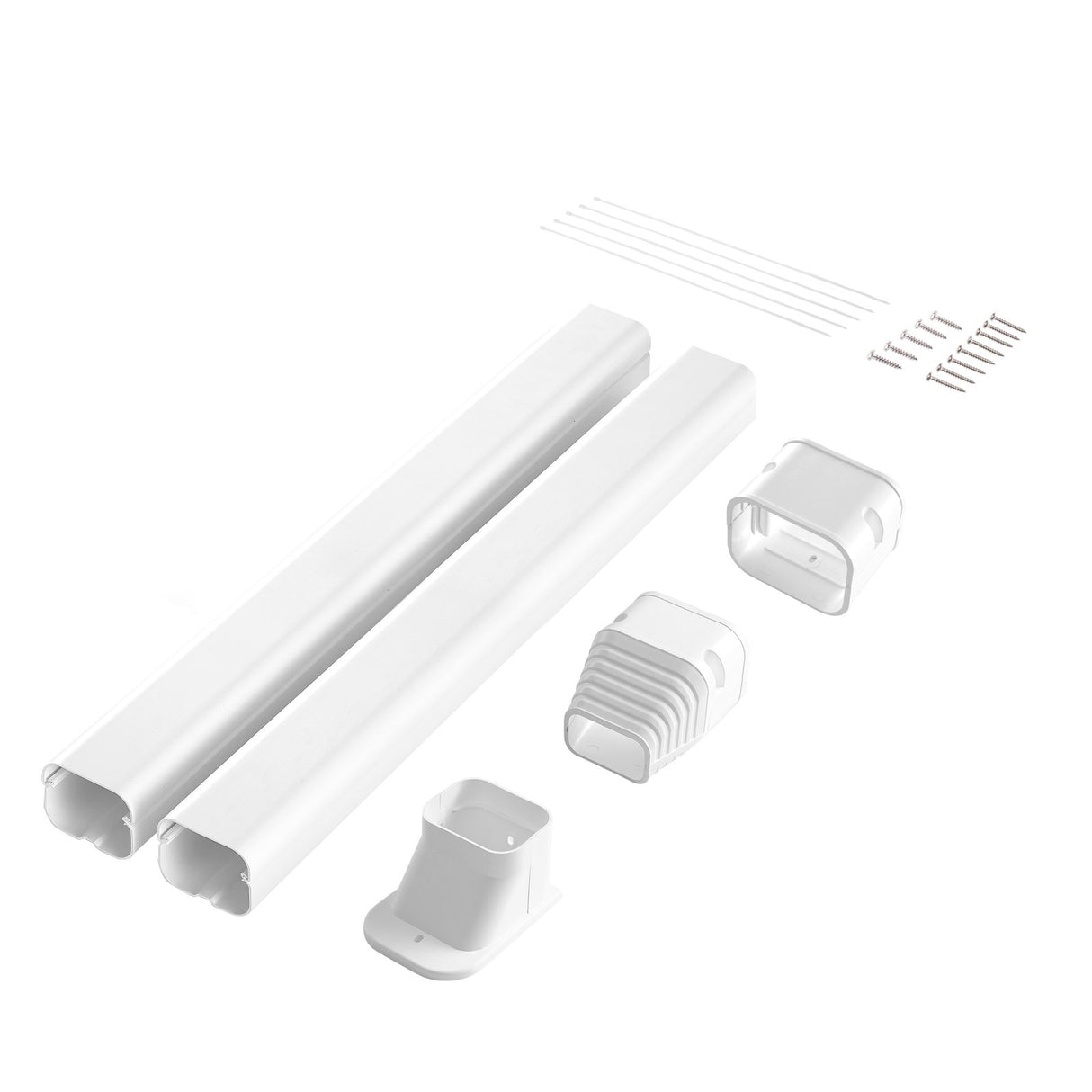 VEVOR Mini Split Line Set Cover 76.2mm W 2270mm L, PVC Decorative Pipe Line Cover For Air Conditioner with 2 Straight Ducts & Full Components Easy to