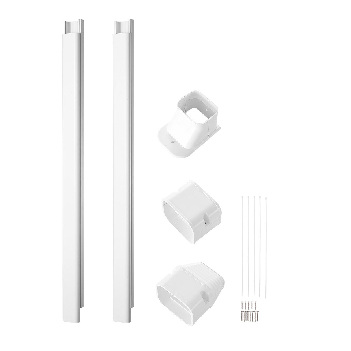 VEVOR Mini Split Line Set Cover 76.2mm W 2270mm L, PVC Decorative Pipe Line Cover For Air Conditioner with 2 Straight Ducts & Full Components Easy to