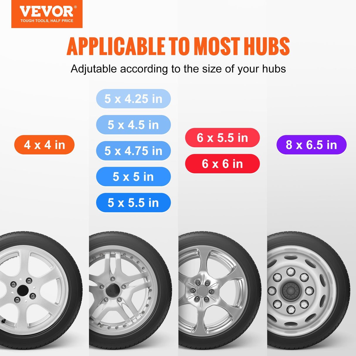 VEVOR Spare Tire Carrier, Trailer Spare Tire Mount, 160 lbs Capacity, Utility Trailer Accessories Fits Most 4 & 5 & 6 & 8 Lugs Wheels on 4", 4.25",