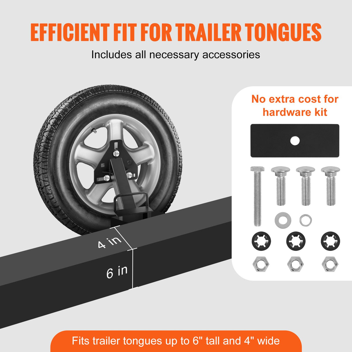 VEVOR Spare Tire Carrier, Trailer Spare Tire Mount, 160 lbs Capacity, Utility Trailer Accessories Fits Most 4 & 5 & 6 & 8 Lugs Wheels on 4", 4.25",
