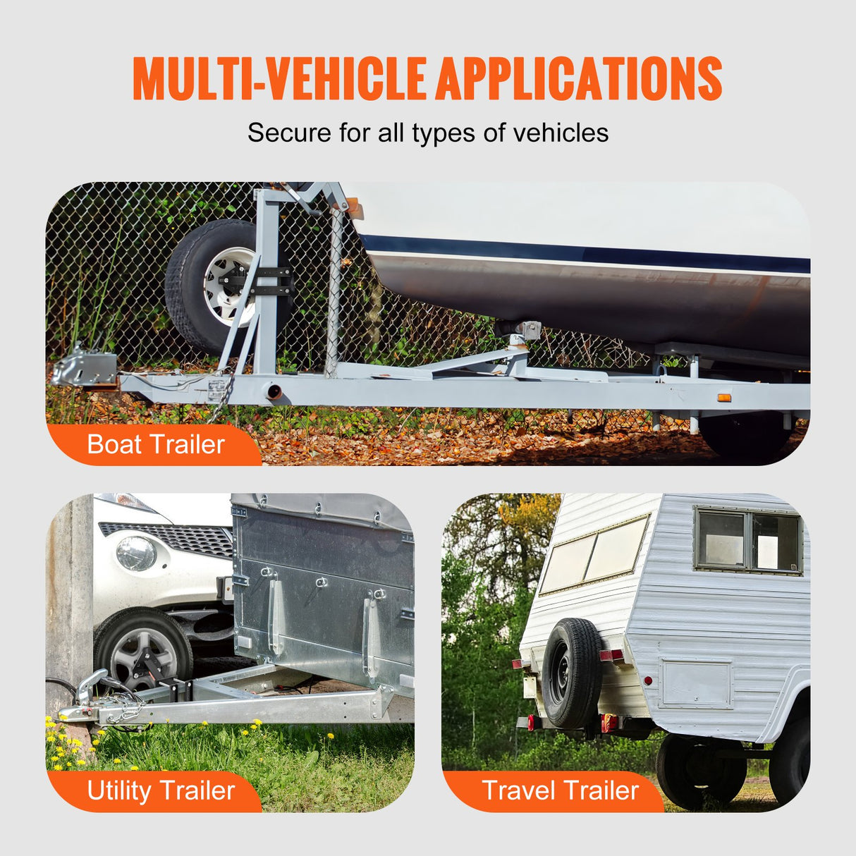 VEVOR Spare Tire Carrier, Trailer Spare Tire Mount, 160 lbs Capacity, Utility Trailer Accessories Fits Most 4 & 5 & 6 & 8 Lugs Wheels on 4", 4.25",