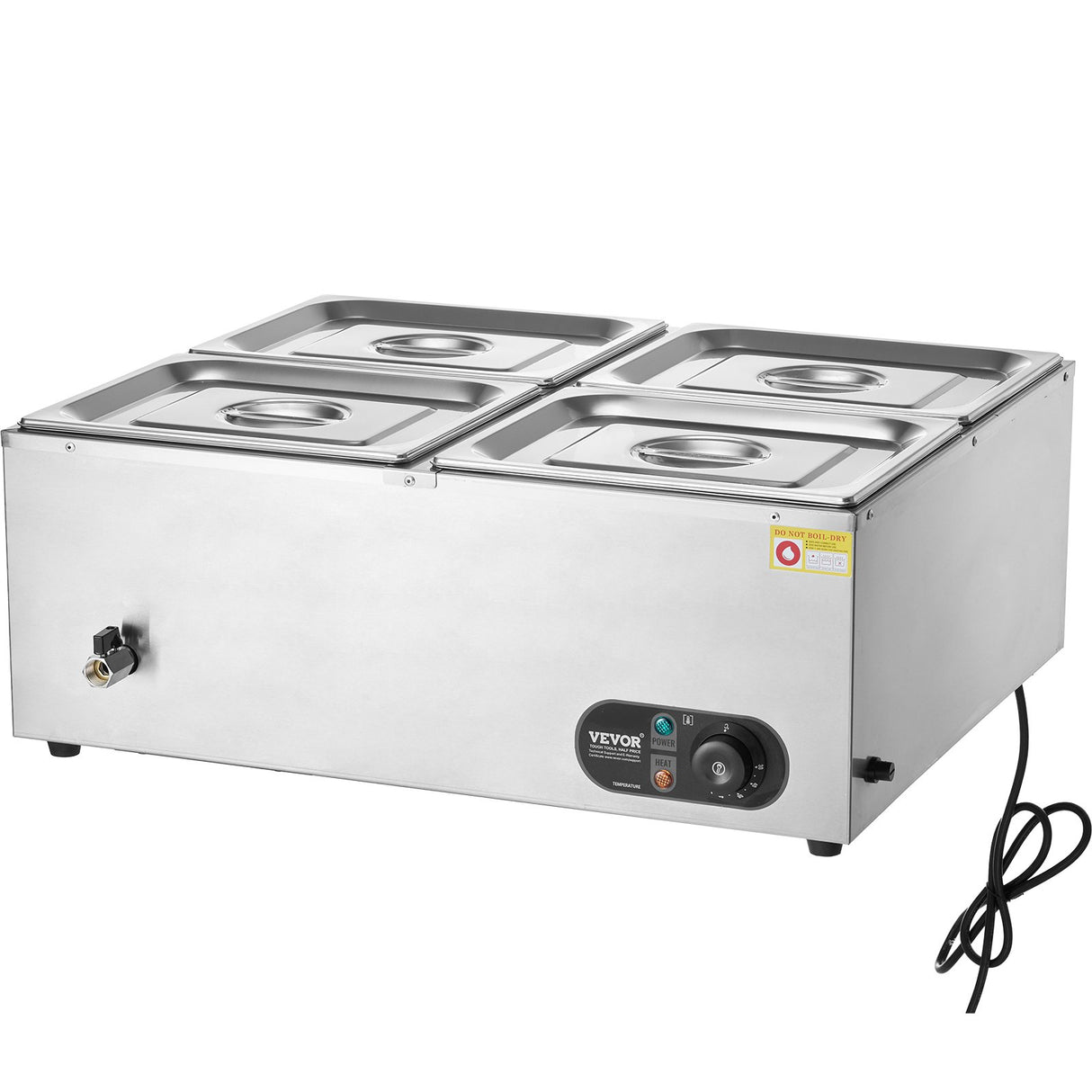 VEVOR Commercial Electric Food Warmer Countertop Buffet 4*12 Qt Pan Bain Marie