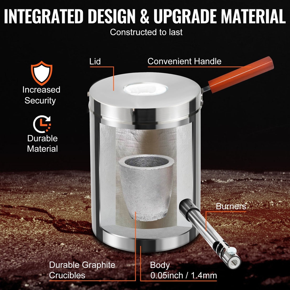 VEVOR 6KG Propane Melting Furnace Kit Melting Furnace Stainless Steel 2700℉