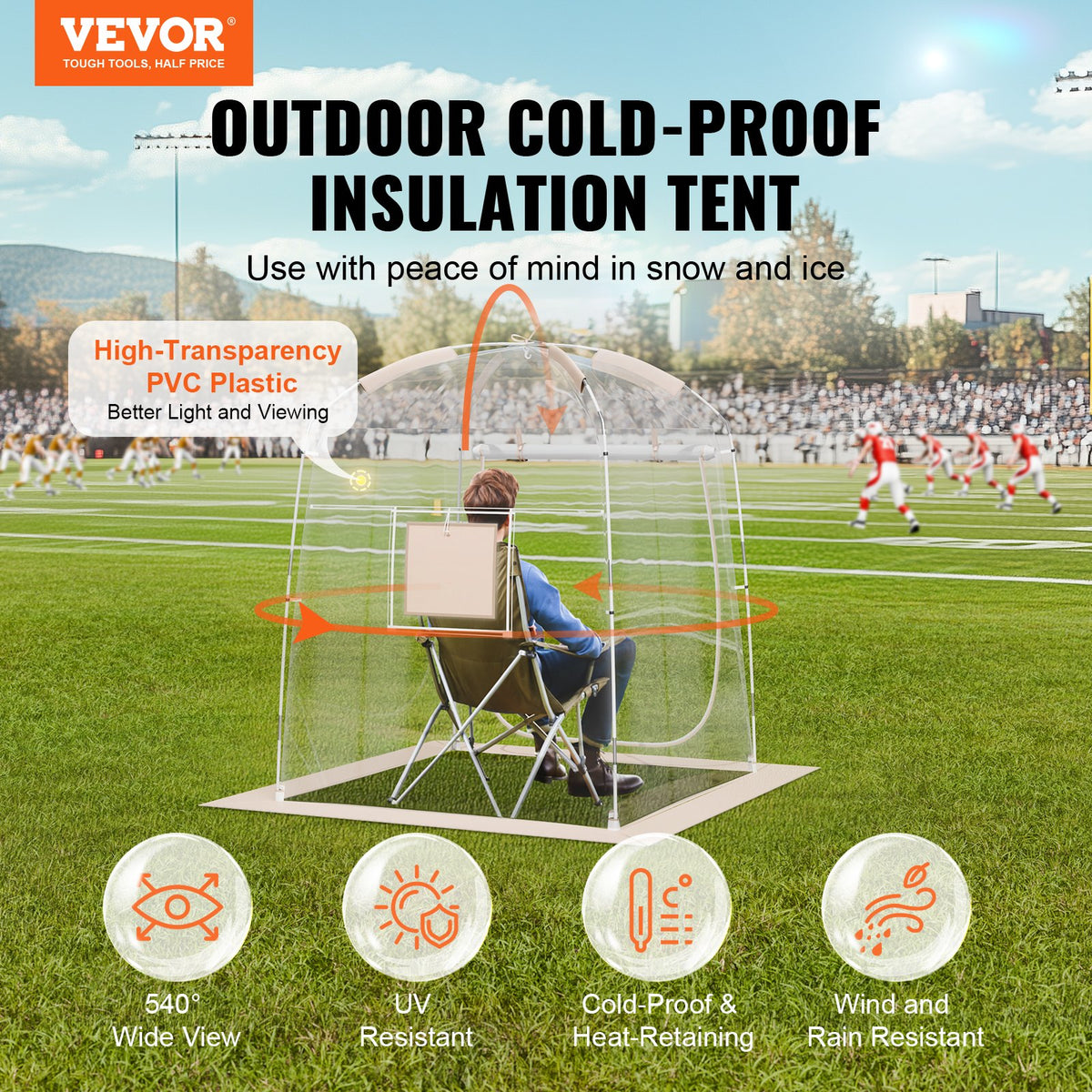 Sports Tent Instant Tent Shelter Weather Proof 1 Person Clear Bubble Tent