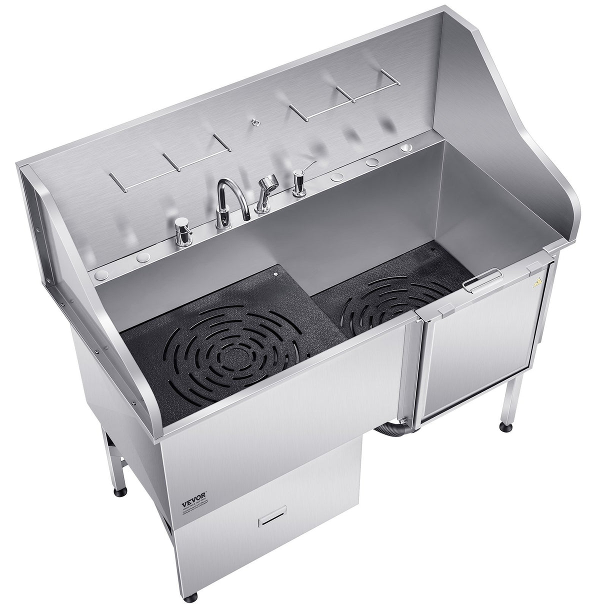 VEVOR 155 cm Dog Grooming Bath Tub Stainless Steel w Ramp Water Filter