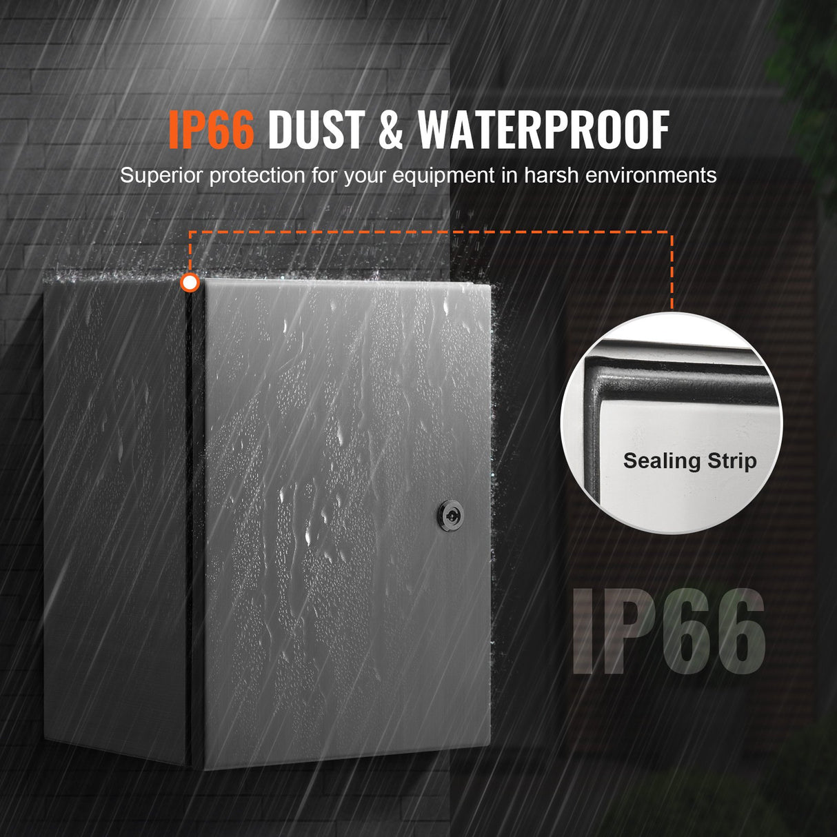 VEVOR Steel Electrical Box, 40x30x15 cm, 304 Stainless Steel Electrical Enclosure Box, Wall-Mounted Outdoor Electrical Electronic Equipment Enclosure with Mounting Plate Hinges Lock, IP66 Waterproof