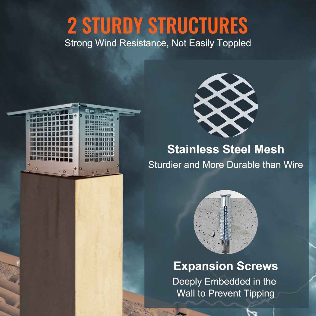 VEVOR Chimney Cap 13??x 9??304Stainless Steel Fireplace Flue Caps Cover Mesh