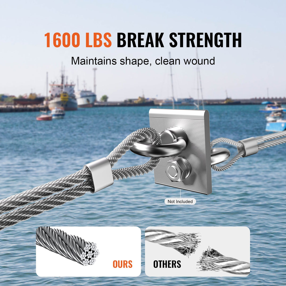 Wire Rope Kit, 3.18 mm 305 m 316 Stainless Steel Cable with Cutter and Gloves, 7.1KN Breaking Strength, 7x7 Strands Construction Marine Aircraft Grade for Handrail Stair Decking Fence Outdoors