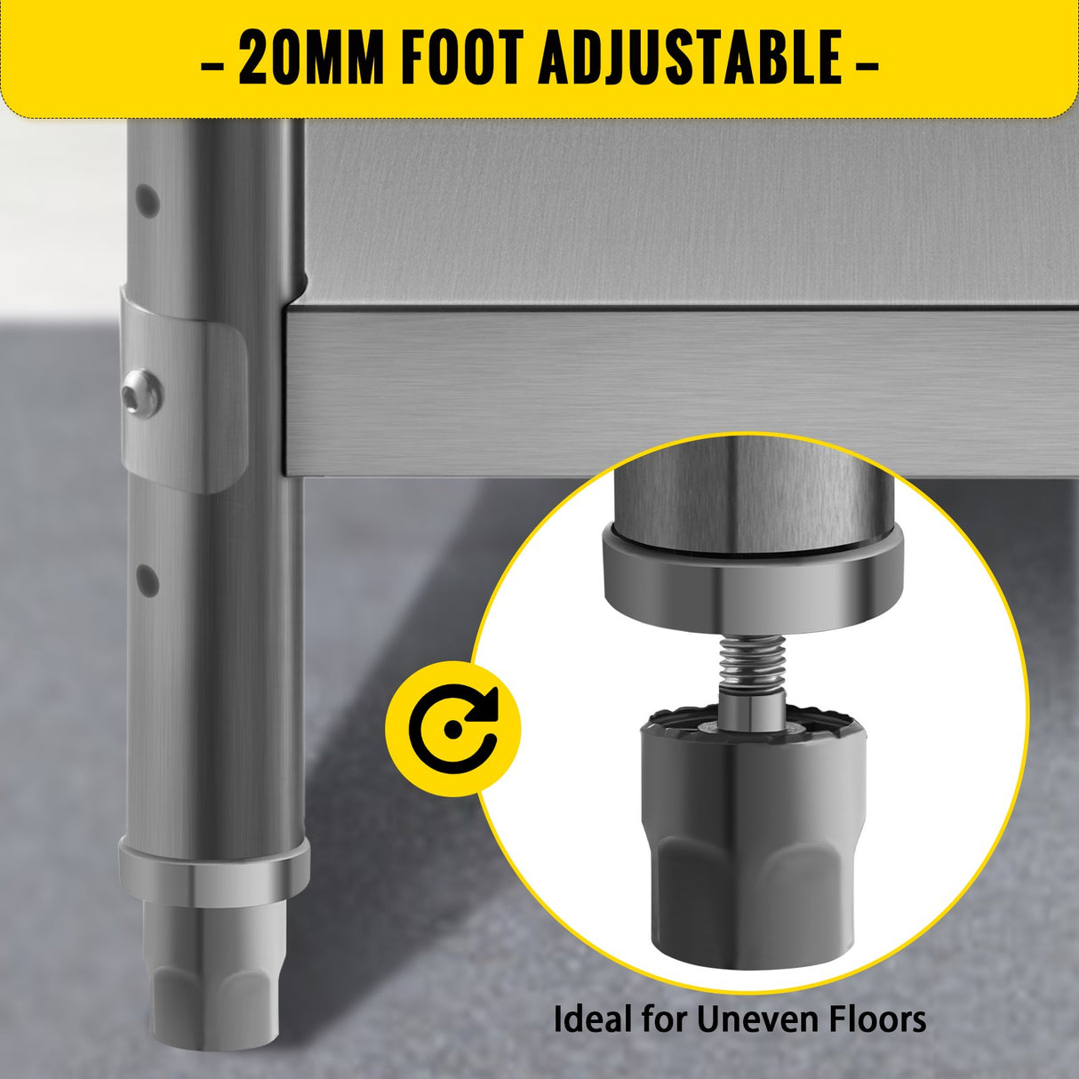 VEVOR Stainless Steel Prep Table 1520x450x855 mm Commercial Stainless Steel Table 2 Adjustable Undershelf BBQ Prep Table Heavy Duty Kitchen Work Table for Garage Home Warehouse Kitchen Silver