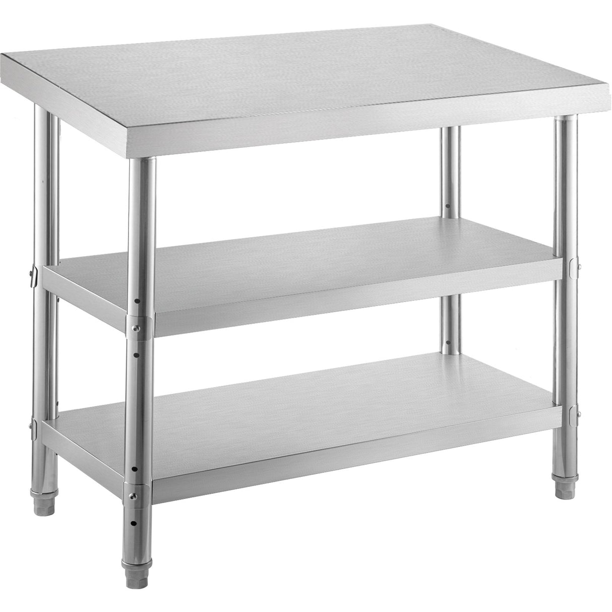 VEVOR Stainless Steel Prep Table, 1520x450x855 mm Commercial Stainless Steel Table, 2 Adjustable Undershelf BBQ Prep Table, Heavy Duty Kitchen Work