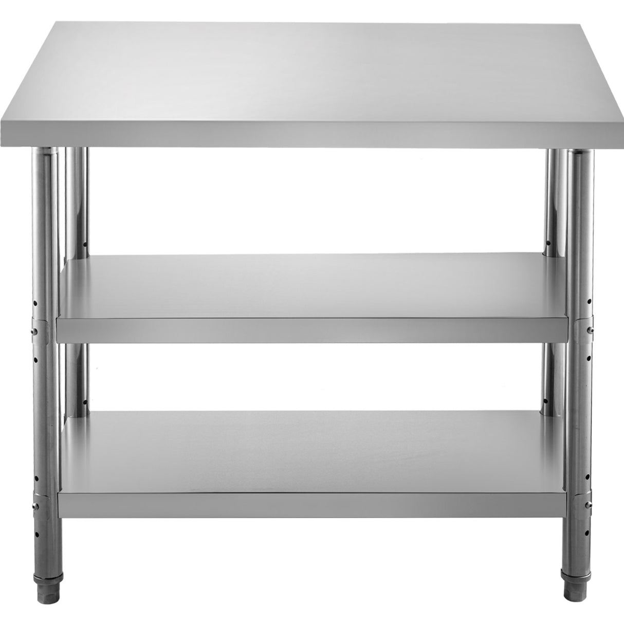 VEVOR Stainless Steel Prep Table 1520x450x855 mm Commercial Stainless Steel Table 2 Adjustable Undershelf BBQ Prep Table Heavy Duty Kitchen Work Table for Garage Home Warehouse Kitchen Silver