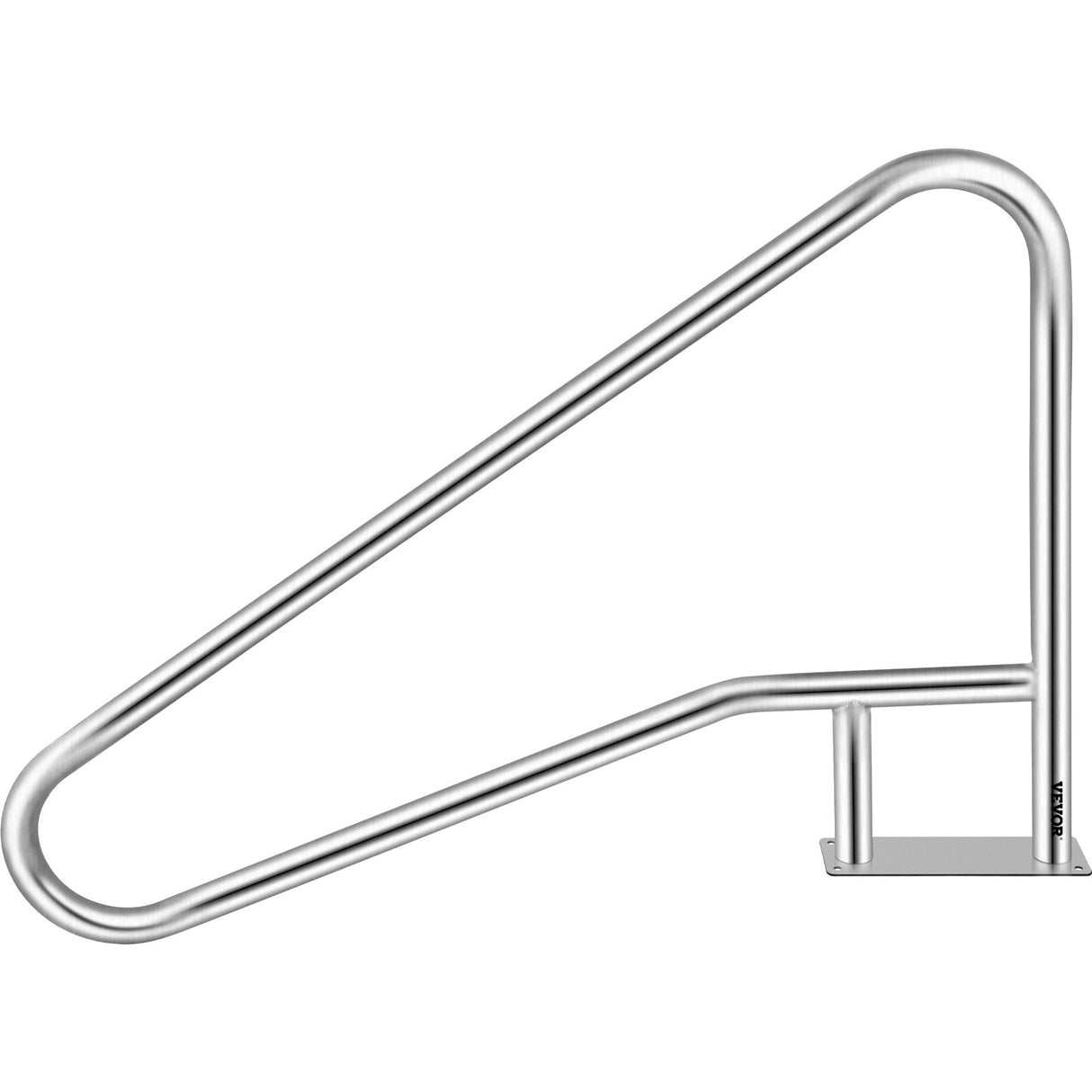 VEVOR Pool Rail 55x32 Pool Railing 304 Stainless Steel 250LBS Load Capacity Silver Rustproof Pool Handrail Humanized Swimming Pool Handrail with Blue Grip Cover & M8 Drill Bit & Self-Taping Screws