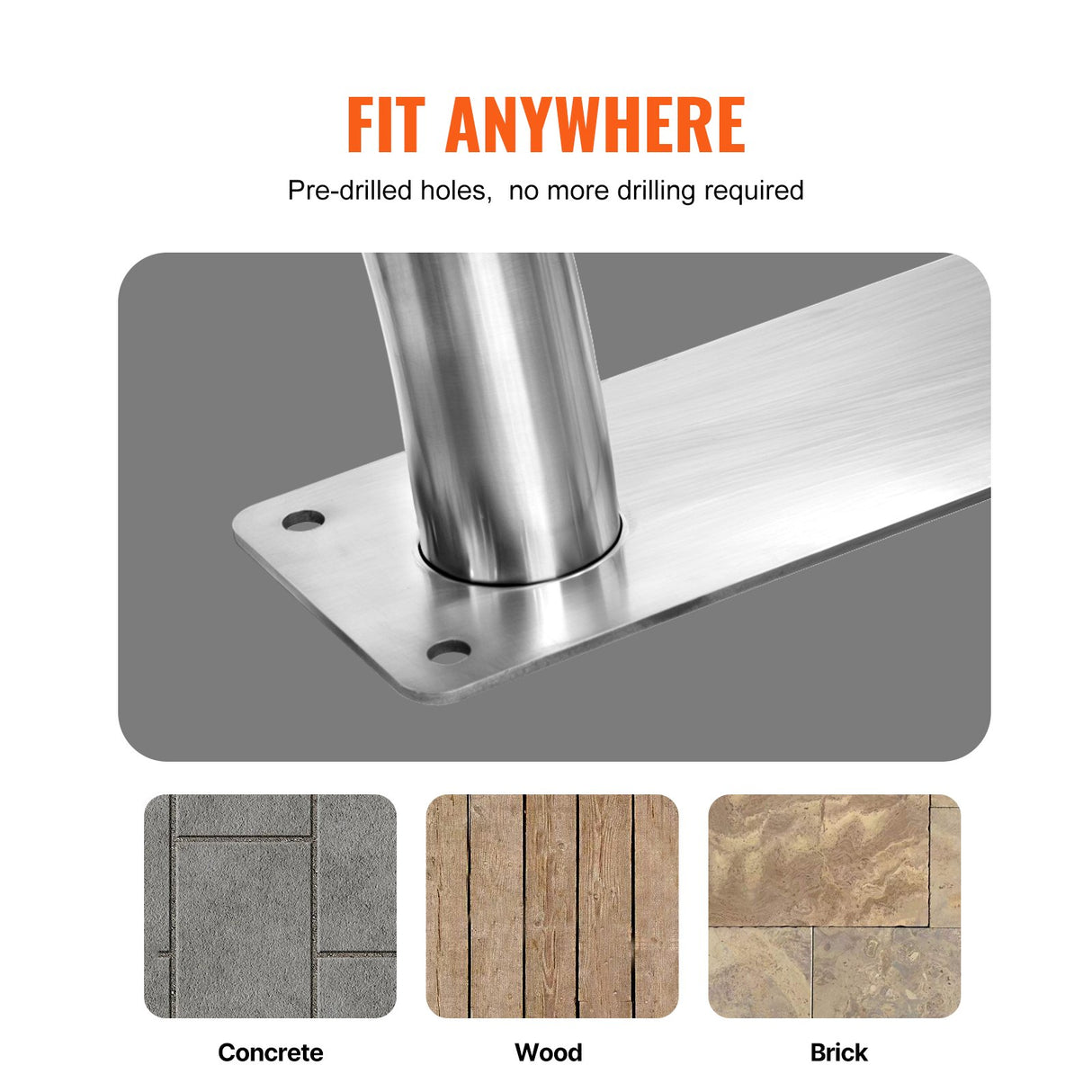 Pool Handrail 54 x 36 inch Stainless Steel with Base Plate for Spas