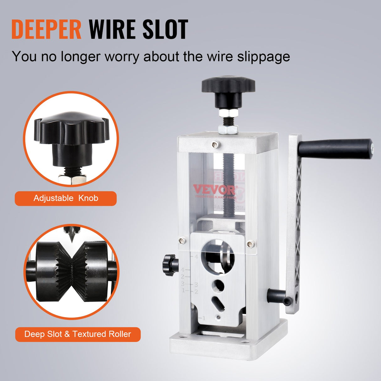 VEVOR Manual Wire Stripping Machine, 0.06''-1.5'' Copper Stripper with Hand Crank or Drill Powered, Visible Stripping Depth Reference, Portable