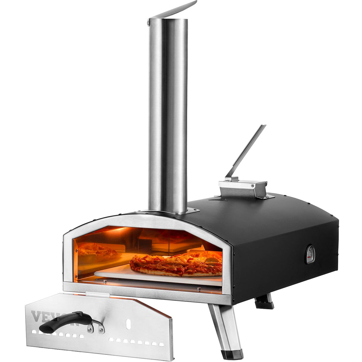 VEVOR Outdoor Pizza Oven, 12" Wood Fired Pizza Ovens, Pellet Pizza Stove with Thermometer, Portable Pizza Maker for Outside Backyard Patio Camping,