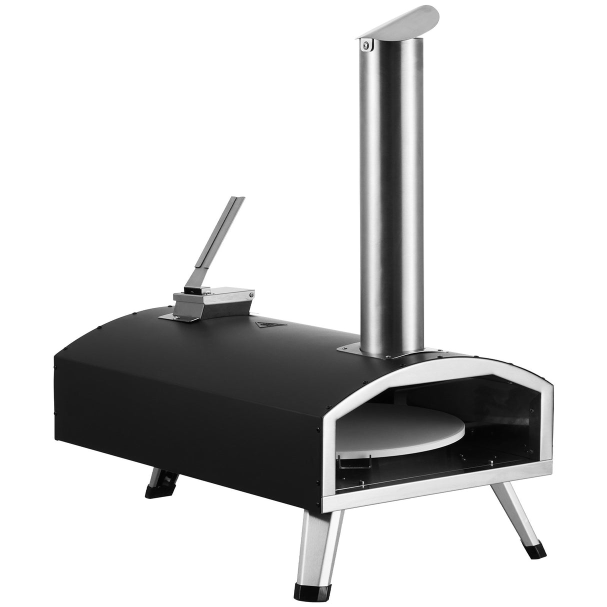 VEVOR Outdoor Pizza Oven, 12" Wood Fired Pizza Ovens, Pellet Pizza Stove with Built-in Thermometer, with Thickened Cordierite, Rotating Pizza Stone, Carry Bag, Shovel, Portable Pizza Maker for Outside Backyard Patio Camping Black
