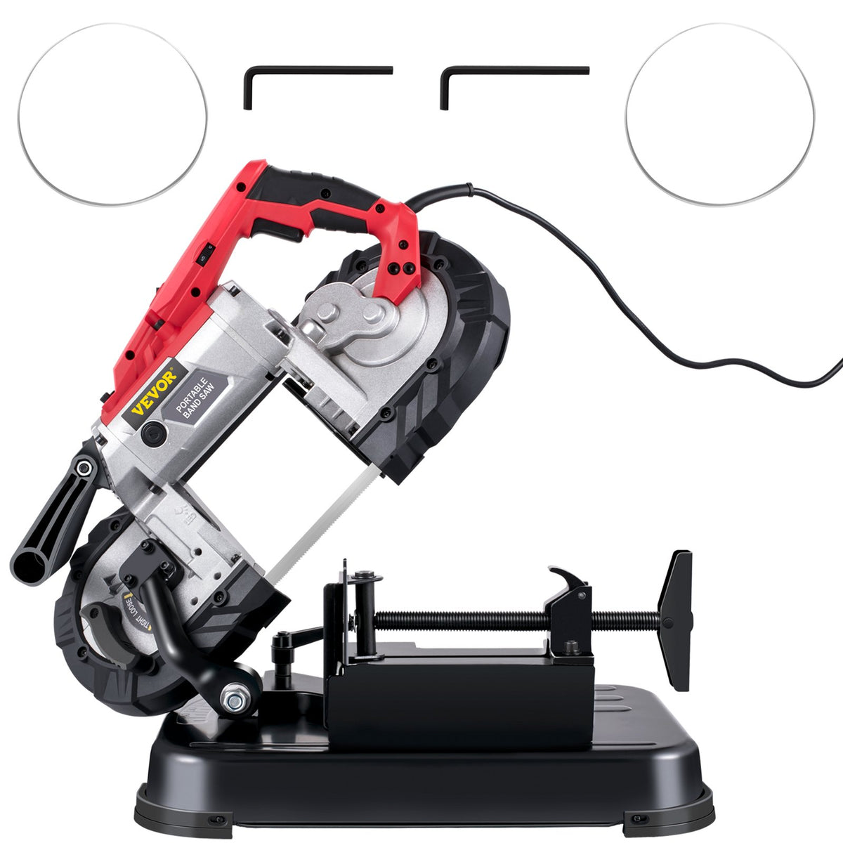 VEVOR Portable Band Saw,with Removable Alloy Steel Base Cordless Band Saw,127mm Cutting Capacity Hand held Band Saw,Variable Speed Portable Bandsaw,