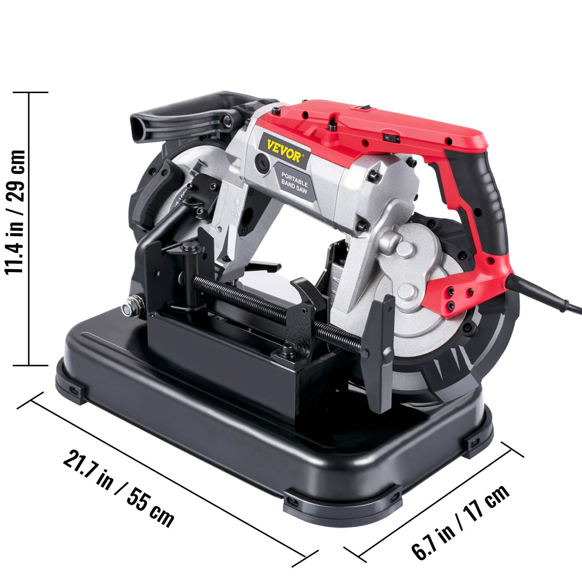 VEVOR Portable Band Saw,with Removable Alloy Steel Base Cordless Band Saw,127mm Cutting Capacity Hand held Band Saw,Variable Speed Portable Bandsaw,