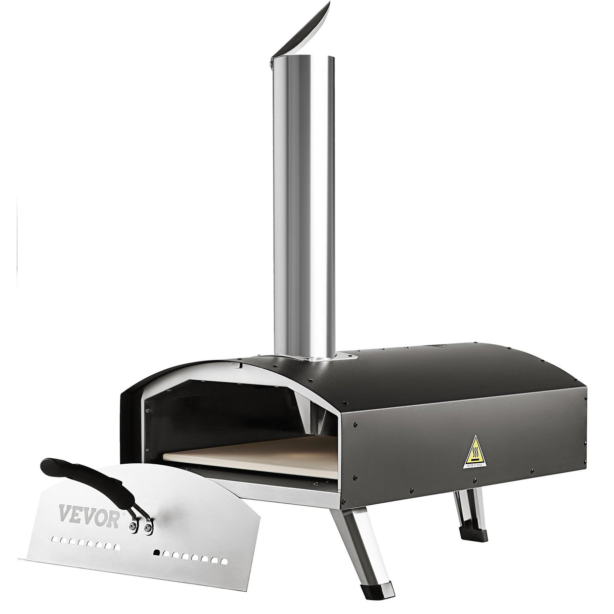 VEVOR Outdoor Pizza Oven, 12-inch, Wood Pellet and Charcoal Fired Pizza Maker, Portable Outside Stainless Steel Pizza Grill with Pizza Stone,