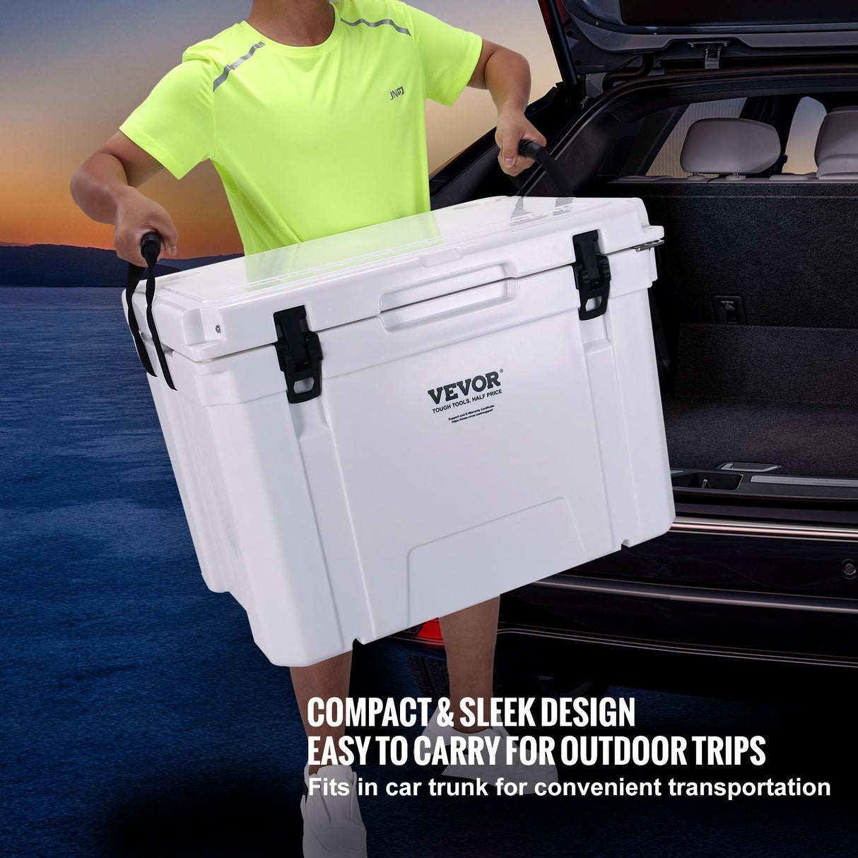 VEVOR Insulated Portable Cooler, 65 qt, Holds 65 Cans, Ice Retention Hard Cooler with Heavy Duty Handle, Ice Chest Lunch Box for Camping, Beach, Picnic, Travel, Outdoor, Keeps Ice for up to 6 Days