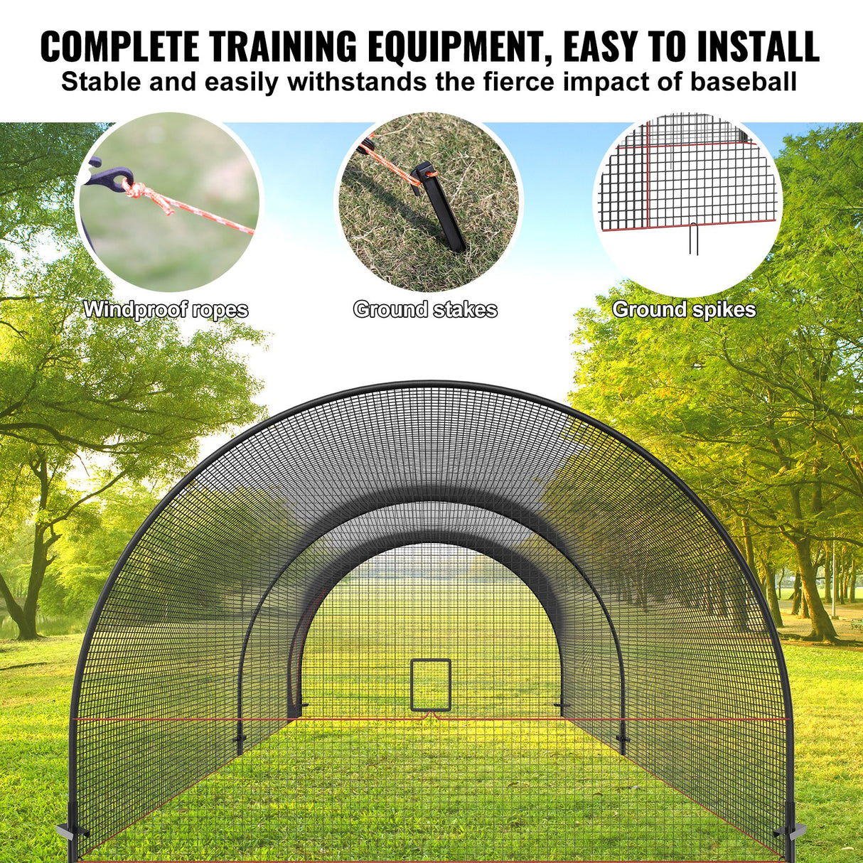 VEVOR Baseball Batting Cage, Softball and Baseball Batting Cage Net and Frame, 22x12x8ft Practice Portable Cage Net with Carry Bag, Heavy Duty