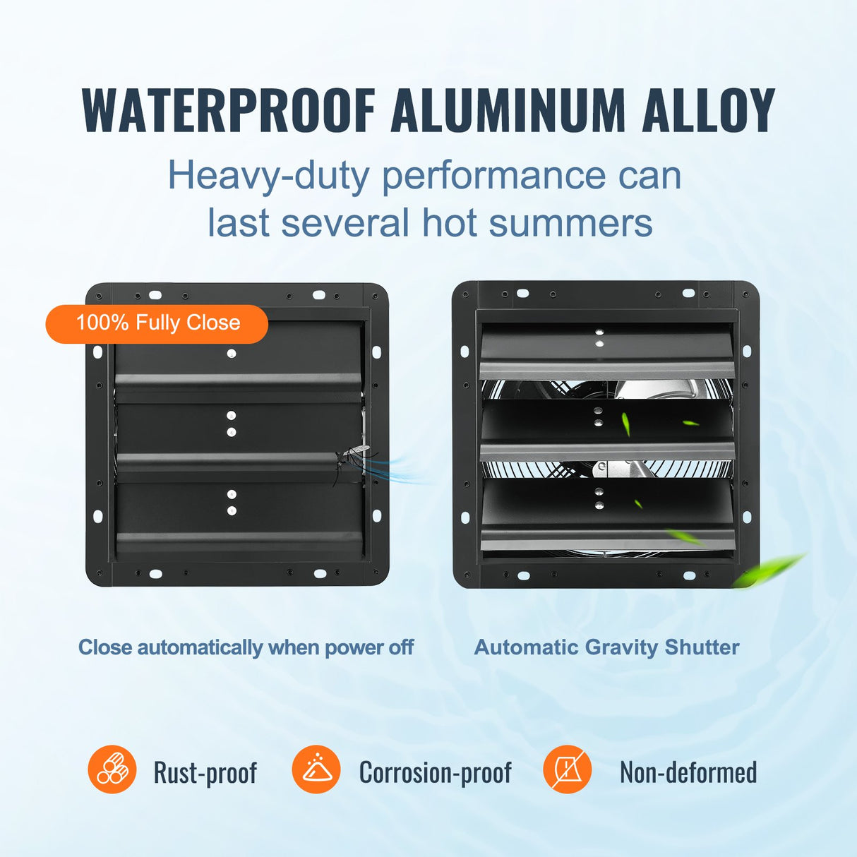 VEVOR Shutter Exhaust Fan, 254mm / 10inch with Temperature Humidity Controller, EC-motor, 843 CFM, Variable Speed Adjustable Wall Mount Attic Fan, Ventilation and Cooling for Greenhouses, Garages, Sheds