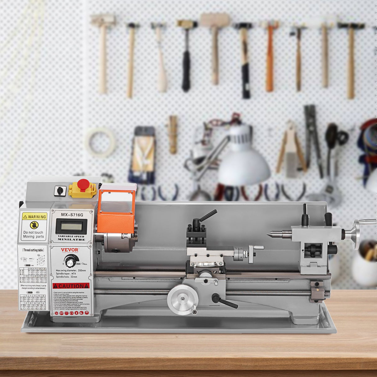 VEVOR Mini Metal Lathe Machine, 180 x 400 mm, 800W Precision Benchtop Power Metal Lathe, 150-2500 RPM Continuously Variable Speed, with 3-jaw Metal Chuck Tool Box for Processing Precision Parts