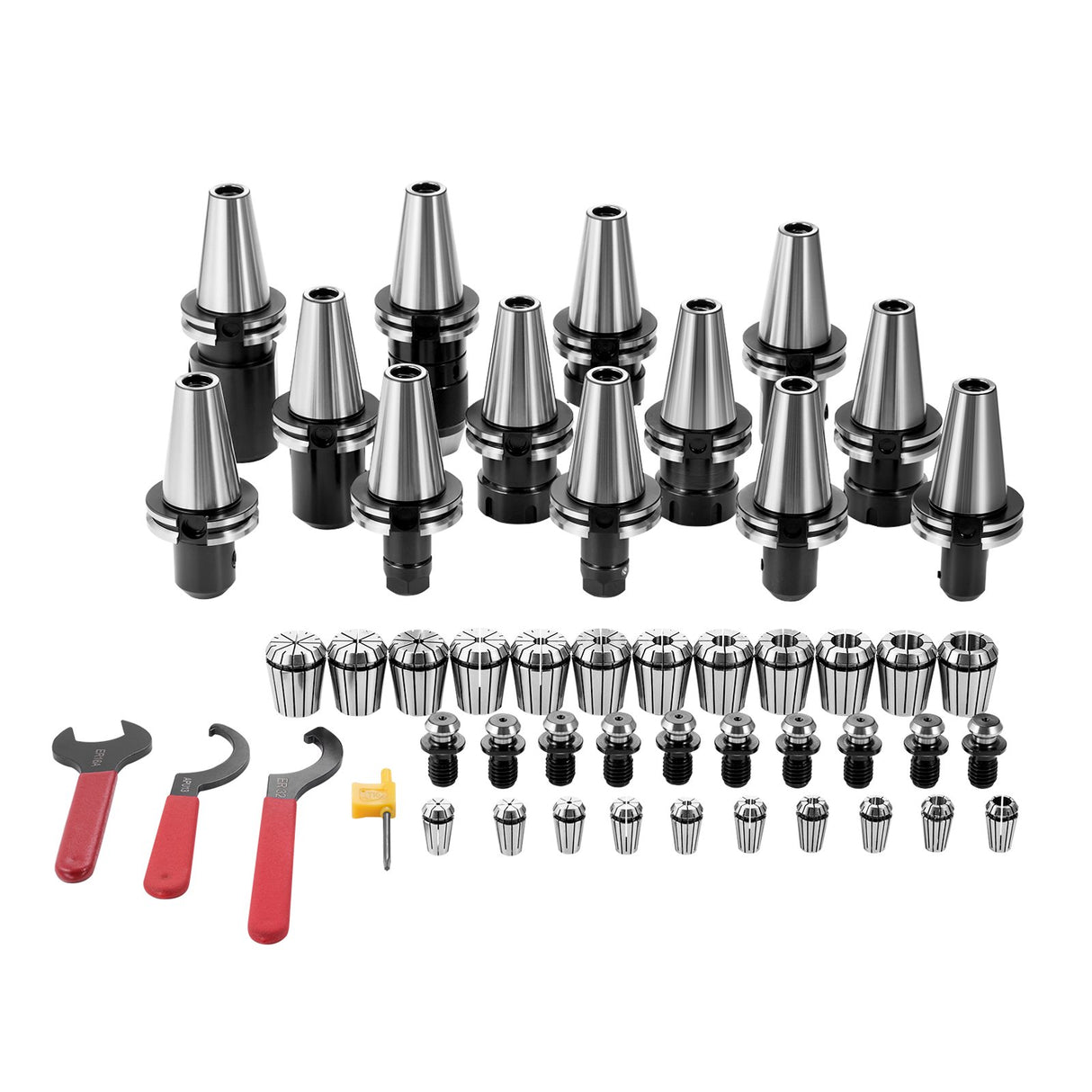 VEVOR CAT40 Collet Holder ER 16/32 Collet Set, 35 PCs, SLN FMB ER16/32 APU Tool Holders Spring Steel Collet Chucks with 10 Pull Studs and 3 Wrenches,