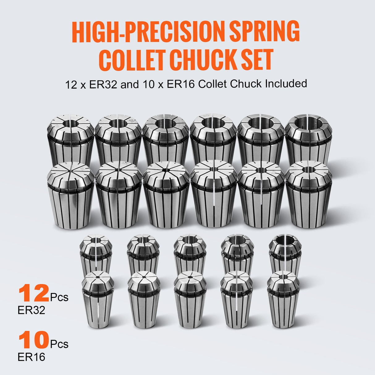 VEVOR CAT40 Collet Holder ER 16/32 Collet Set, 35 PCs, SLN FMB ER16/32 APU Tool Holders Spring Steel Collet Chucks with 10 Pull Studs and 3 Wrenches,