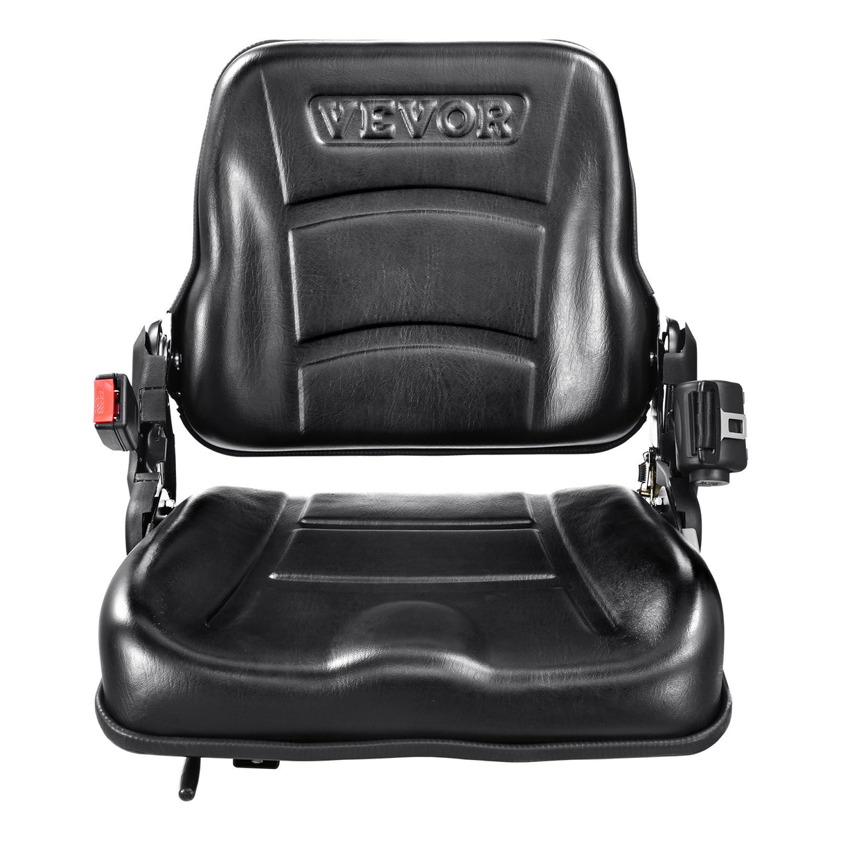 VEVOR Universal Forklift Seat, Fold Down Tractor Seat with Adjustable Angle Back, Micro Switch and Retractable Seatbelt, 16-34 cm Slot Forklift Seat for Tractor Loader Excavator