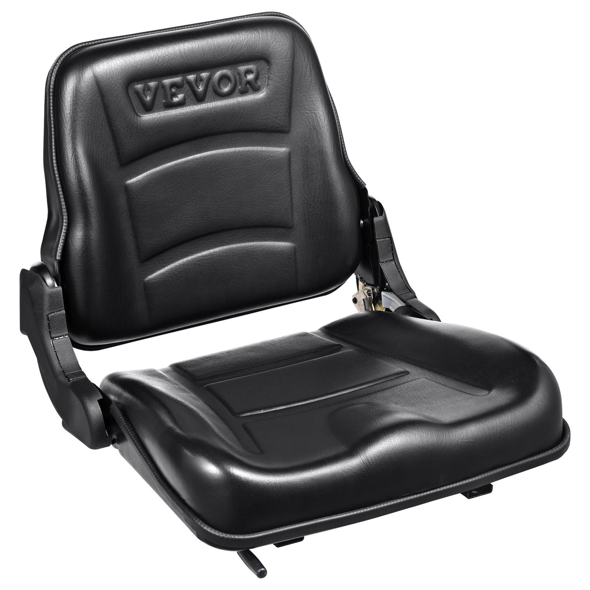 VEVOR Universal Forklift Seat, Fold Down Tractor Seat with Adjustable Angle Back and Micro Switch, 16-34 cm Extended Slot Comfortable Forklift Seat