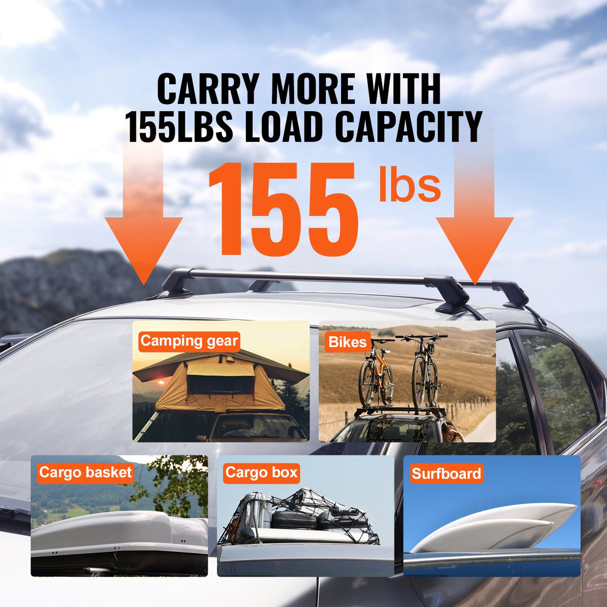 VEVOR Universal Roof Rack Crossbar for Naked Roof Vehicle Aluminum with Lock