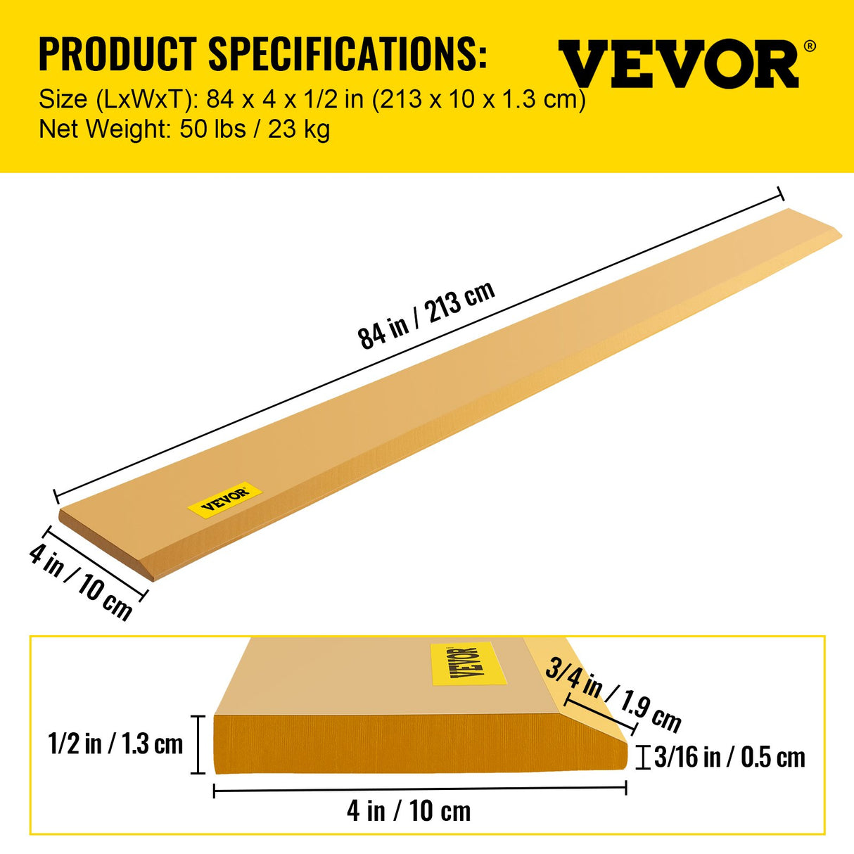 VEVOR Bucket Cutting Edge, 213x10x1.3 Bucket Edge, Weld-on and Bolt-on Advanced Cutting Edge, 16Mn Carbon-manganese Steel Loader Cutting Edge, Skid Steer Cutting Edge with Paint for Excavator and Load