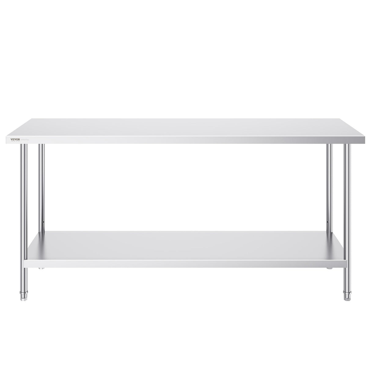 VEVOR Stainless Steel Prep Table, 24 x 72 x 34 Inch, Heavy Duty Metal Worktable with 3 Adjustable Height Levels, Commercial Workstation for Kitchen