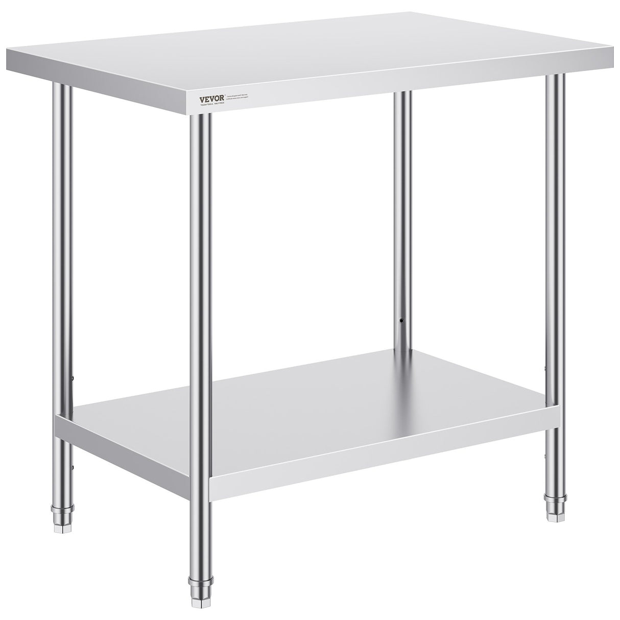 VEVOR Stainless Steel Prep Table, 24 x 36 x 34 Inch, Heavy Duty Metal Worktable with 3 Adjustable Height Levels, Commercial Workstation for Kitchen Garage Restaurant Backyard