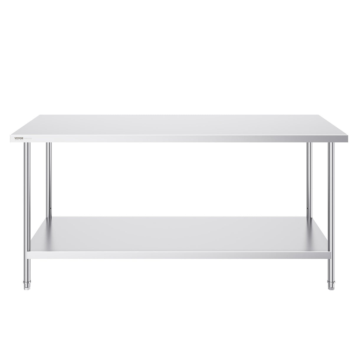 VEVOR Stainless Steel Prep Table, 30 x 72 x 34 Inch, Heavy Duty Metal Worktable with 3 Adjustable Height Levels, Commercial Workstation for Kitchen