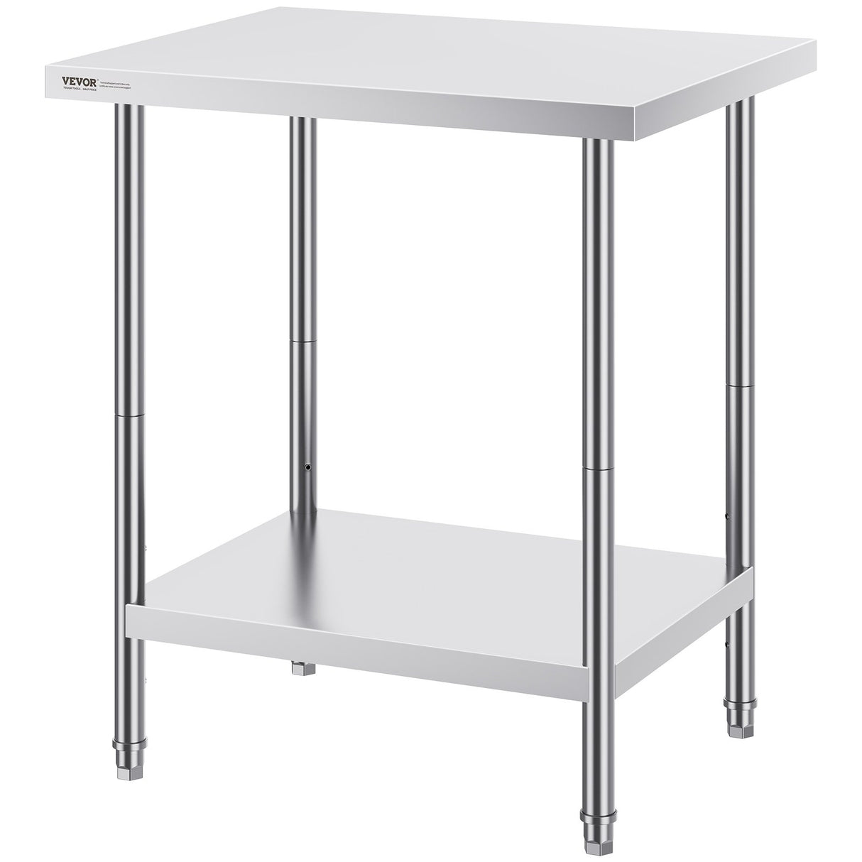 Stainless Steel Prep Table, 24 x 30 x 34 Inch, Heavy Duty Metal Worktable with 3 Adjustable Height Levels, Commercial Workstation for Kitchen Garage Restaurant Backyard