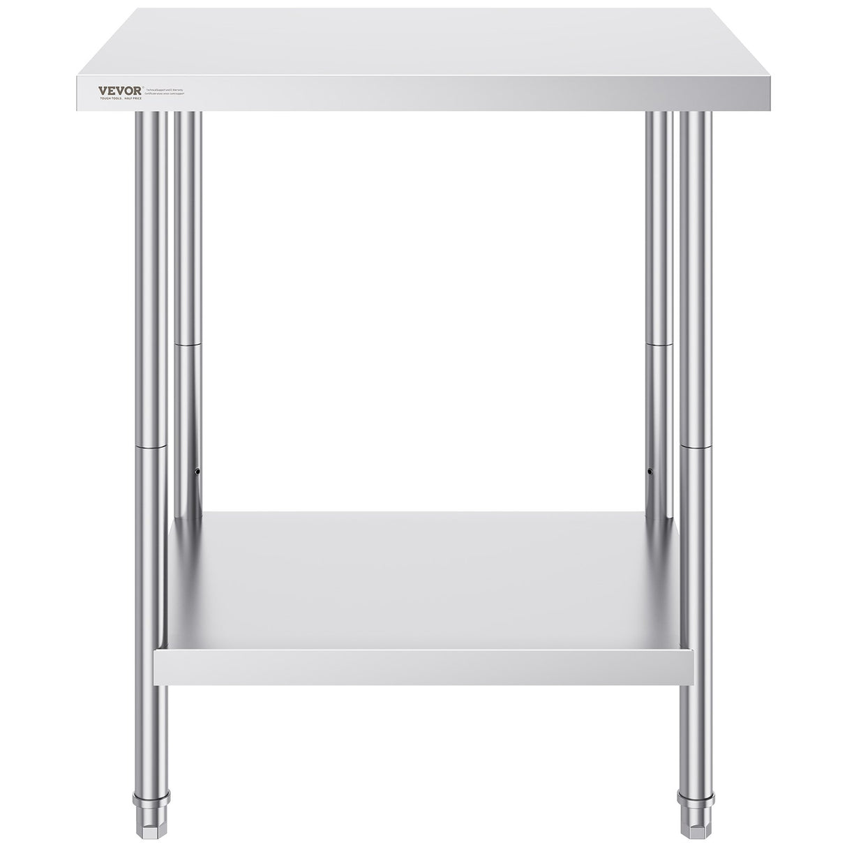 VEVOR Stainless Steel Prep Table, 24 x 30 x 34 Inch, Heavy Duty Metal Worktable with 3 Adjustable Height Levels, Commercial Workstation for Kitchen Garage Restaurant Backyard