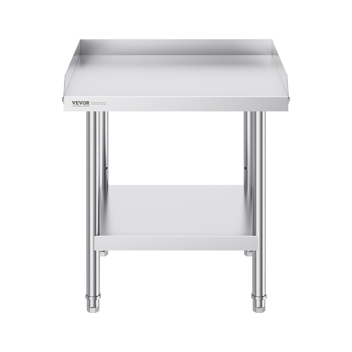 VEVOR Stainless Steel Work Table, 24 x 24 x 26 Inch Commercial Food Prep Worktable, 3-Sided Backspla