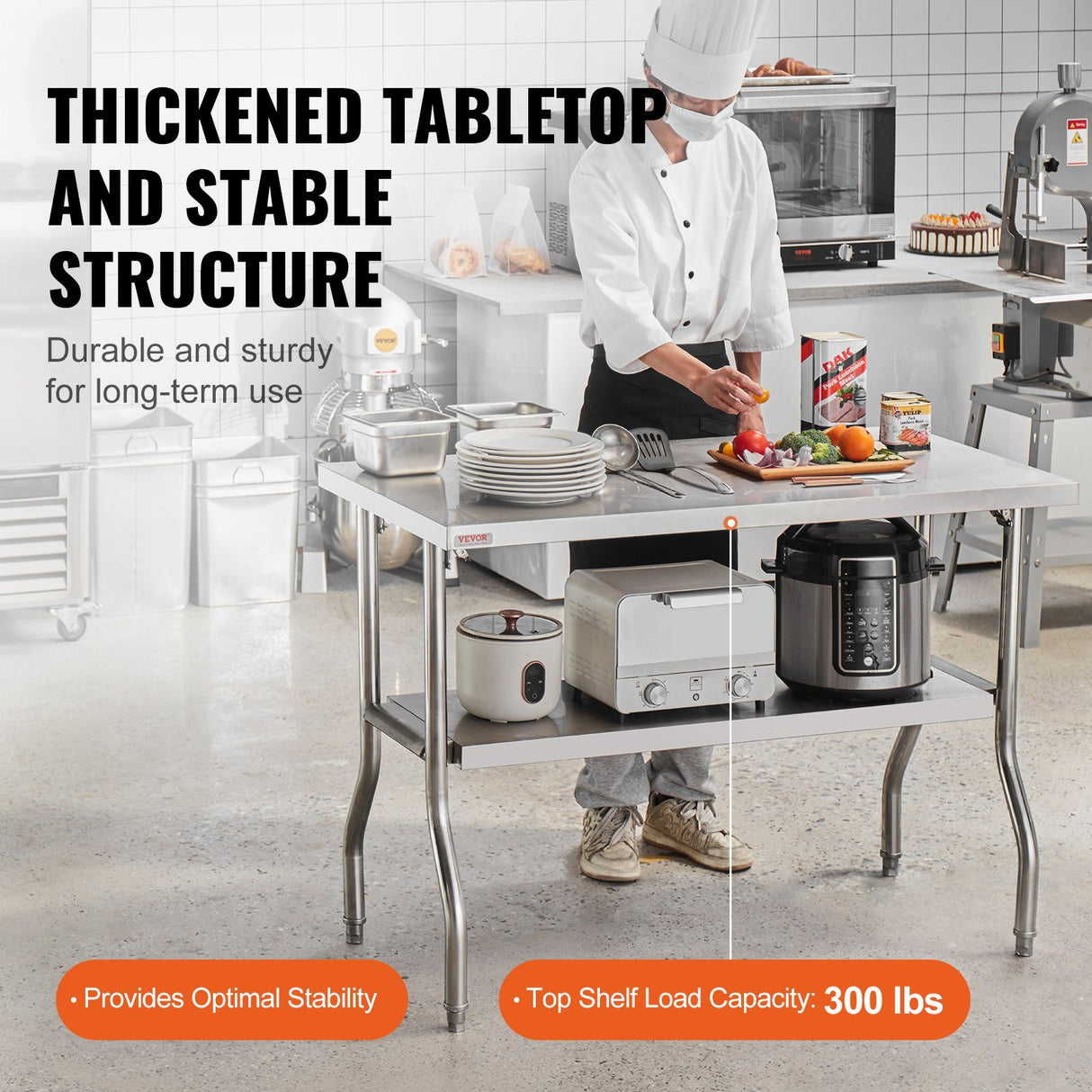 VEVOR Commercial Worktable Workstation Folding Commercial Prep Table 1220x610 mm