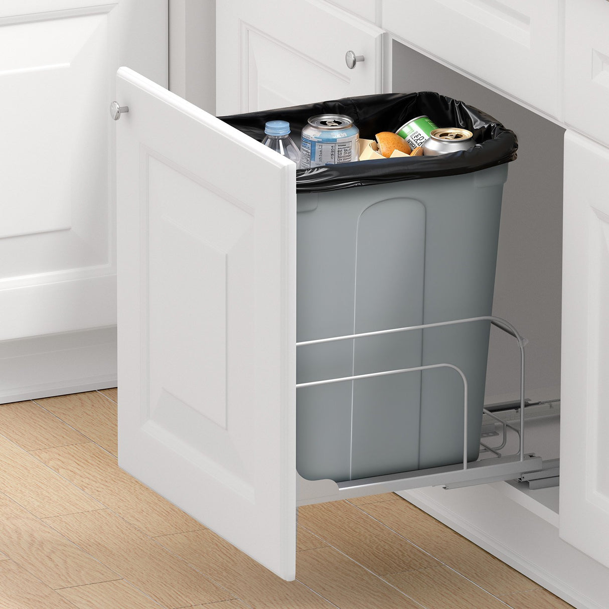 VEVOR Pullout Trash Can for Kitchen Cabinets, Garbage Waste Recycling Bin, Under Mount Waste Container, with Heavy Duty Metal Soft Close Sliding System and Door Kit, for Sink, Under Counter